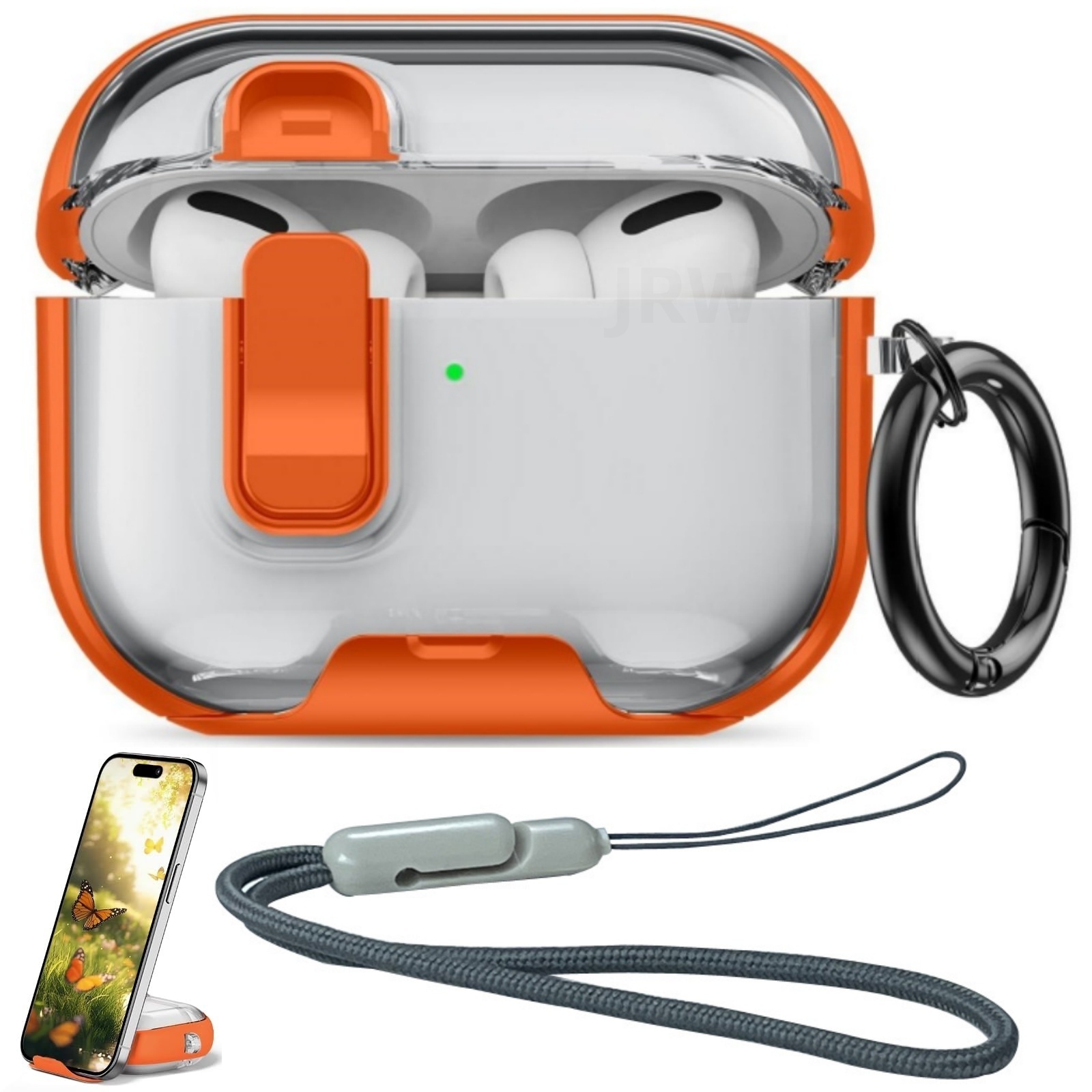 Anker Speaker Soundcore Boom 2 - AirPods Pro 3用ケース、安全ロック＆スマホスタンド付き、ソフトTPU保護ケース、ストラップ付き、傷防止シェル
