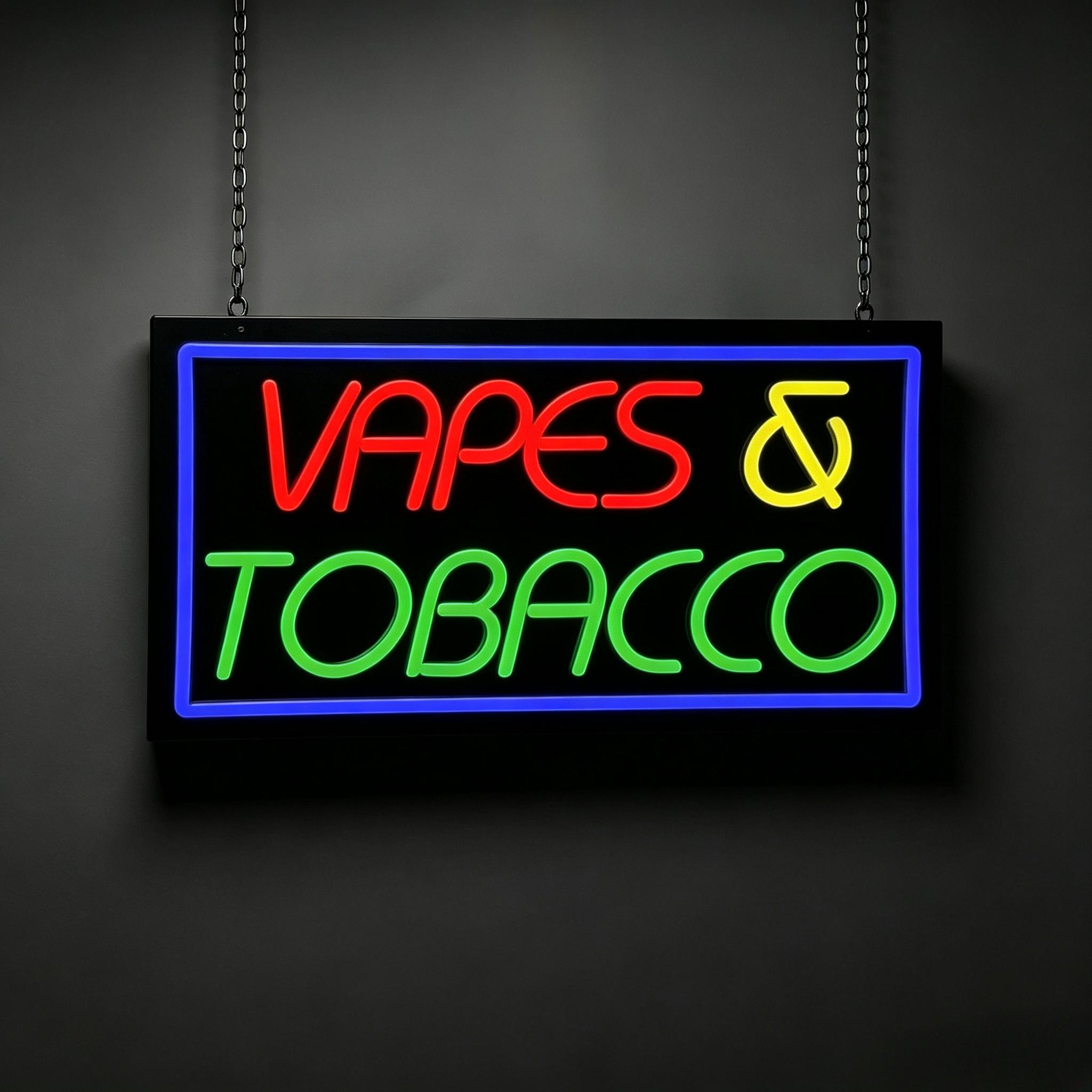 Vaping Store - タバコとベイプのネオンサイン。USB電源で点灯し、明るさを調整できるLEDネオンライト。ベイプショップ、喫煙具店、バー、パブの壁飾りや店舗の看板として最適。